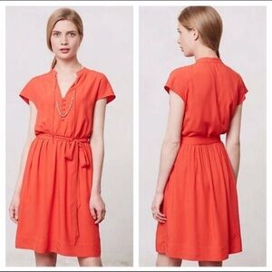 Anthropologie | Maeve ‘Odilia’ Red Button Down Sleeveless Shirt Rayon Dress